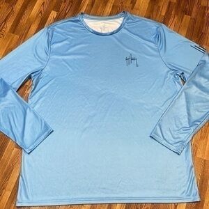 Guy Harvey mens lt. Blue fishing shirt. Size XXL.